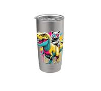 Pop Art Dinosaur T-Rex Chartreux Tyrannosaure Rex Gobelet isotherme en acier inoxydable double paroi