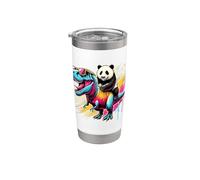 Pop Art Dinosaure T-Rex Panda Tyrannosaurus Rex Pandas Gobelet isotherme en acier inoxydable double paroi