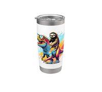 Pop Art Dinosaure T-Rex Paresseux Tyrannosaure Rex Gobelet isotherme en acier inoxydable double paroi