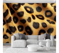 Pop Art Papier Peint Panoramique 3D 250L x 175H cm, Imprimé Animal Léopard Color Block Papier Peint Intissé - Marron Photo Fresque Murale Moderne Décoration pour Salon Chambre d'enfant Fond TV
