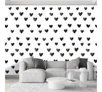 Pop Art Papier Peint Panoramique 3D 450L x 280H cm, Style Cartoon Forme Cœur Papier Peint Intissé Haute Qualité - Noir et Blanc Fresque Murale Photo Moderne pour Salon Chambre d'enfant Fond TV