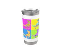 Pop Art Retro Vintage Tyrannosaure Dinosaure T-Rex Gobelet isotherme en acier inoxydable double paroi