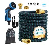 POP lina Tuyau Arrosage Extensible 15m, Tuyau D’arrosage Extensible avec 1/2" et 3/4" Adaptateurs, 10-Modes d'Arrosage, Tuyau Arrosage pour Irrigation, Jardin, Nettoyage