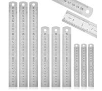 POPAPIE 9 Pcs Règle en Acier Inoxydable, Reglet Metal 15cm 20cm 30cm, Règle de Mesure à Échelle Reglet Metallique Taille Double Face pour Étudiants et Bureau
