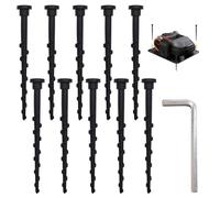 POPAPIE Lot de 10 vis de station de charge pour tondeuse à gazon, vis de sol, vis de tondeuse, robot, garage, clous de sol, compatibles avec les tondeuses automatiques Husqvarna 105 305 308 (noir)