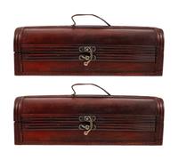 POPETPOP 2 Pièces Boîte à Vin Rétro en Bois, Coffret Présent Élégant | Finition Cuir Synthétique et Fer, Rangement Protégé, Style Ancien, Usage Bar et Commerce