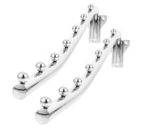 POPETPOP 2 Pièces Cintre Mural Rotatif 40cm 7 Billes en Fer pour Rangement | Patère à Vêtements Argentée, Montage Mural sans Perçage, Gain de Place, pour Buanderie et Chambre
