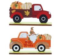 POPETPOP 2 Pièces Panneau en Bois Forme Citrouille et Camion pour Décoration de Thanksgiving, Élément de Récolte, Style Élégant, pour Vitrine ou Maison