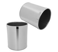 POPETPOP 2 Pièces Poubelle Ronde en Acier Inoxydable Argenté Cuisine | Grosse Ouverture, Structure Épaisse et Solide, Format Compact sous Meuble, Style Moderne Décoratif