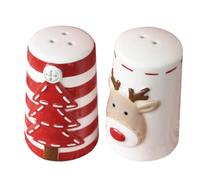 POPETPOP 2 Pièces Set de Salières et Poivrières en Céramique Style Noël Cartoon, Cuisine Pratique, Rangement Sel et Poivre, Restaurant Cuisine