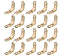 POPETPOP 20 Pcs Équerre Etagere Murale en Fer Or, Fixation de Joint Anti-Rouille et Résistante la Corrosion, Support en L Angle Droit pour Meubles