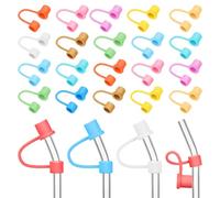 POPETPOP 24pcs Embouts de Paille Réutilisables en Silicone Bouchons de Pailles à Boire Anti-poussière Faciles à Utiliser pour Verres et Gobelets
