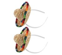 POPETPOP 2PCS mini sombrero en paille pour adulte, serre-tête colorés et festifs, accessoires photo pour fête Cinco de Mayo et luau party