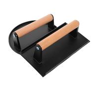 POPETPOP 2pièces Presse à Viande Fonte avec Poignée Bois Rectangle et Rond Presse Steak Poids Lourd pour Grillades et Smash Burger Surface Non Revêtue Hygiénique Cuisson Uniforme
