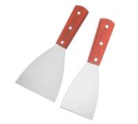 POPETPOP 2pièces Spatules de Cuisine Inox à Manche Bois Ergonomique Lot Grande et Petite Résistantes Chaleur Spatules Multifonctions pour Grillades Plancha et Cuisson Maison