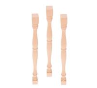 POPETPOP 3 Pièces Balustre Petit Pilier en Bois, Coloris Khaki, sans Échardes, Style Décoratif, pour Usage Intérieur et Extérieur, Accessoires Complets