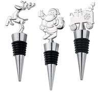POPETPOP 3 Pièces Bouchon de Bouteille de Vin en Alliage de Zinc Argenté, | Bouteilles de Vin et D'huile D'olive, Étanche à L'air, Facile à Nettoyer, Fête et Mariage