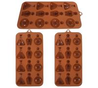 POPETPOP 3 Pièces Moule en Silicone pour Pâtisserie de Bouteille de Vin Marron, Flexible et Multifonction, pour DIY Maison et Cuisson Halloween