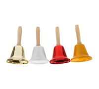 POPETPOP 4 Pièces Clochette à Main Vintage en Bois et Fer, Légère et Portable Poignée Ergonomique en Métal, pour Mariages et Utilisation en Extérieur