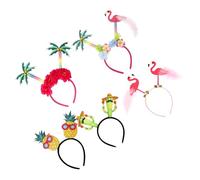 POPETPOP 5 Pièces Bandeau Hawaïen Créatif en Plastique Motifs Flamant, Ananas et Cactus, Léger et Décoratif pour Sandales Femme Fêtes Luau