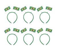 POPETPOP 6pcs Bandeaux de Cheveux Drapeau du Brésil pour Fans de Football, Accessoires Sportifs en Feutre et Pp, Confort pour Célébrations et Spectacles de Match