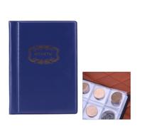 POPETPOP Album 120 Pochettes Transparentes de Pièces de Monnaie de Collection en Cuir PU Bleu pour Rangement Sécurisé et Présentation Créative des Monnaies