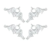 POPETPOP Applique D'angle en Pvc Blanc, Lot de 4 Pièces Sculptures Délicates, Décoration Murale Vintage pour Salon et Intérieur Style Français Élégant