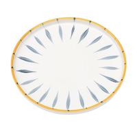 POPETPOP Assiette Style Vintage Blanc et Bleu Rétro en Céramique pour Steak et Dessert, Plate Peinte Main, pour Restaurant ou Maison