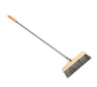 POPETPOP Balai à Poils de Soie de Porc Manche en Acier Inoxydable, Brosse Douce et Solide pour Sols et Tapis, Cuisine et Salle de Bain, Noir