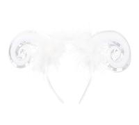 POPETPOP Bandeau à Cornes de Diable Blanc Paillettes, Serrage-tête Cosplay Léger pour Femmes, Accessoire Cheveux Halloween Fête, Bandeau Animalier Décoratif Unique