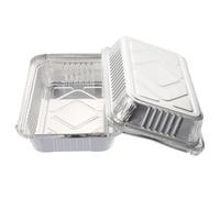 POPETPOP Barquettes en Aluminium Rectangulaires Jetables 20 Pièces pour Barbecue Couvercle, Conteneurs Alimentaires Solides et Pratiques pour Cuisson et Stockage