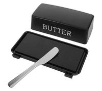 POPETPOP Beurrier Couvert en Plastique Noir avec Couteau, Boîte Hermétique à Beurre Cuisine et Réfrigérateur, Grosse Capacité de Rangement Pratique