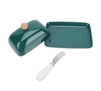 POPETPOP Boîte à Beurre avec Couteau Intégré Plat Rectangulaire Élégant en Céramique Verte pour Mariages et Célébrations