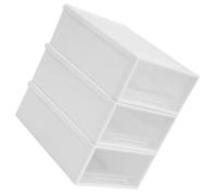POPETPOP Boîte de Rangement à Tiroirs 3 Couches Empilable en Polypropylène Blanc, Organisateur de Bureau Polyvalent pour Maquillage, Bijoux et Accessoires, Grand Organisateur de Tiroir