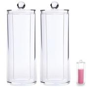 POPETPOP Boîte de Rangement Cylindrique Transparente Distributeur de Coton Cosmétique 2pcs Couvercle Hermétique et Présentoir à Élastiques à Cheveux, Gain de Place pour Salle de Bain