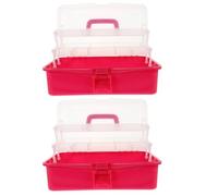 POPETPOP Boîte de Rangement Plastique Portable 2pcs Multifonctionnelle Légère et Facile à Nettoyer pour Outils Cosmétiques et Accessoires Nail Art