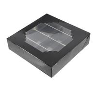 POPETPOP Boîtes à Chocolats Lot de 5 Boîtes en Carton Noir Fenêtre 16 Compartiments Carrés pour Emballage Bonbons Mariage et Conservation Pâtisserie Saint-Valentin