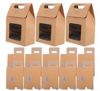 POPETPOP Boîtes en Papier Kraft Marron Fenêtre, Matériau Robuste et Emballage Solide, pour Emballage Alimentaire et Fêtes de Noël, Lot de 12 Pièces