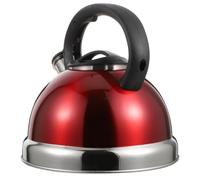 POPETPOP Bouilloire Sifflante, Théière 3 L, Acier Inoxydable et Nylon, Poignée Isolée Anti-brûlure, Grand Bec Verseur, pour Cuisinière à Gaz et Induction, Usage Domestique, Rouge