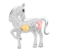 POPETPOP Broche Cheval Miniature Métal avec Cristaux Broche Porte-chance pour Manteau et Chapeau Épingle Décorative