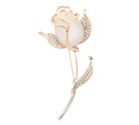 POPETPOP Broche Rose en Alliage Doré Élégante et Légère, Épingle Décorative pour Vêtements et Accessoires, Présent Romantique Femme pour Mariage, Fête et Noël