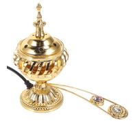 POPETPOP Brûleur de Parfum Électrique Porte-Parfum Vintage en Alliage D'aluminium Or, Léger et Solide pour Décoration de Bureau et Salon