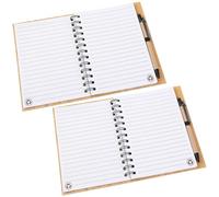 POPETPOP Cahier à Spirale en Bambou, Lot de Set, pour Écriture Quotidienne | Papier et Bambou, Texture Soignée, Finition Fine, Style Simple, pour Étudiants et Écriture Créative