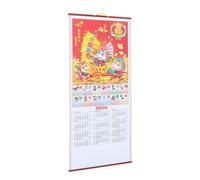 POPETPOP Calendrier Mural Chinois en Papier 2026 Année du Cheval Style Traditionnel Rouleau Suspendu Décoration Bureau Calendrier Lunaire Annuel