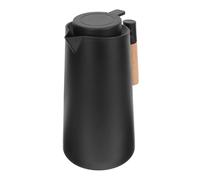 POPETPOP Carafe Isotherme Multifonction Noire Poignée en Bois Double Paroi Verre Isolant Bouilloire 12 L pour Maison Bureau et Camping Conserve Eau Chaude Durablement