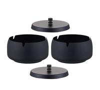 POPETPOP Cendrier Coupe-Vent 2 Pièces en Acier Inoxydable Couvercle, Résistant et Pratique pour Balcon et Bureau, Adapté aux Fumeurs de Cigarettes et Cigares