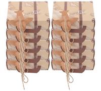 POPETPOP Coffret Festival Vintage avec Étiquettes 50 Pièces Boîtes à Dragées Mini Valise en Papier Kraft et Ficelle de Jute, Style Rétro Élégant pour Mariage et Événements