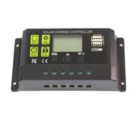 POPETPOP Contrôleur de Charge Solaire 20a Adapté aux Environnements Complexes et Difficiles et Protection Inversion et Court-circuit, Sortie USB 5v/3a, Boîtier Plastique Noir Applicable