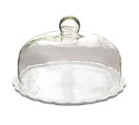 POPETPOP Couvercle Verre pour Dessert, Plaque Céramique Blanche | Couverture Alimentaire, Protection Facile à Nettoyer et Portable, Accessoire Assiette Céramique et Cloche