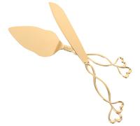 POPETPOP Ensemble de Découpe-gâteau pour Mariage 2pcs en Alliage de Zinc Doré Élégant, Couteau et Serveur à Gâteau Confortable Coupe Précise pour Événements Spéciaux